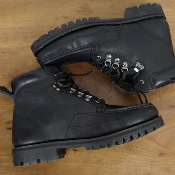 Men\'s Black Leather Lace Up Moccasin Style Ankle Boots Size 9.5 main image 8